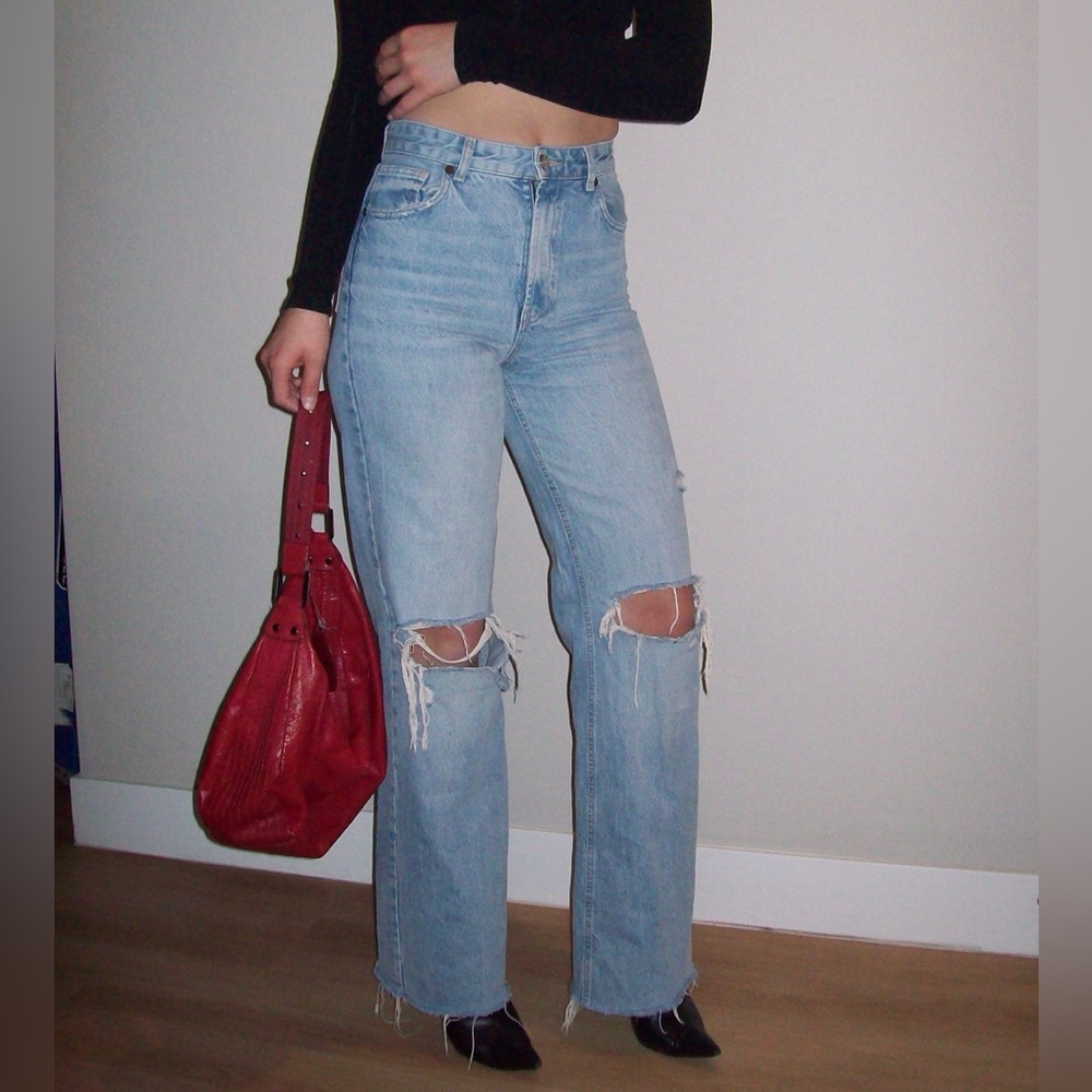 Classic Light Blue Distressed Women Jeans